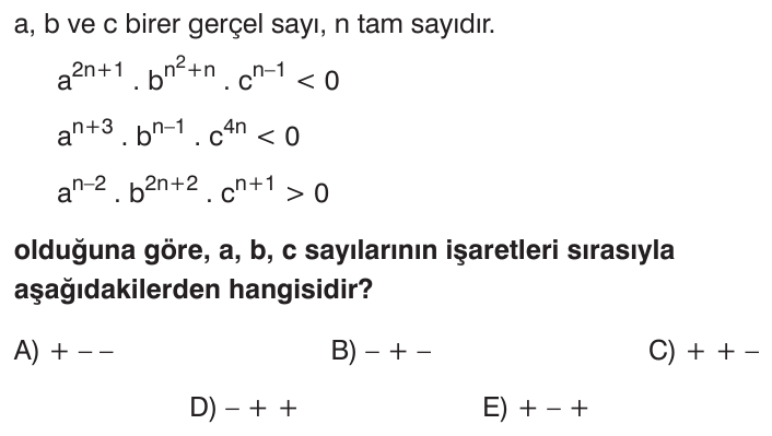 Tek–Çift ve Pozitif–Negatif Sayılar sorusu 1