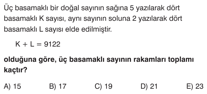 Sayı Basamakları ve Çözümleme sorusu 1