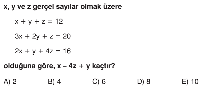 Birinci Dereceden Denklemler sorusu 1