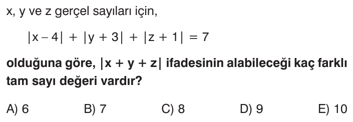 Mutlak Değer sorusu 3