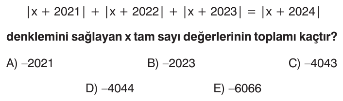 Mutlak Değerli Denklem ve Eşitsizlikler sorusu 2