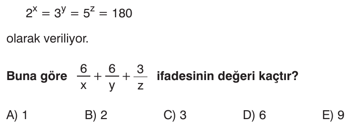 Üslü Denklem ve Eşitsizlikler sorusu 2