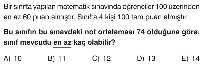 Oran – Orantı ve Ortalamalar sorusu 2