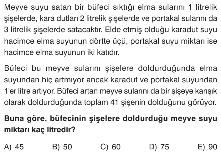 Denklem Kurma – Sayı ve Kesir Problemleri sorusu 2