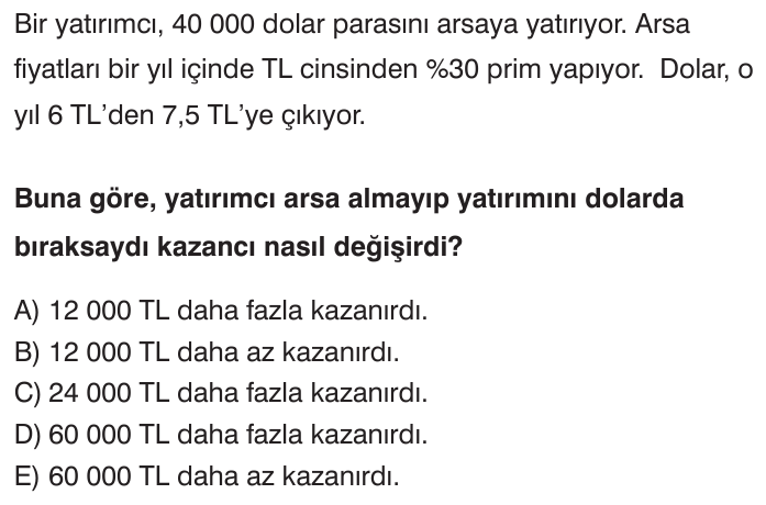 Kâr – Zarar Problemleri sorusu 2
