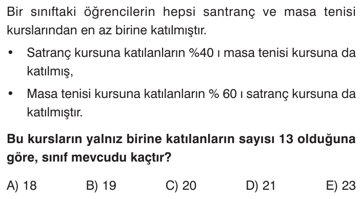 Küme Problemleri sorusu 2