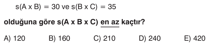 Kartezyen Çarpım sorusu 2