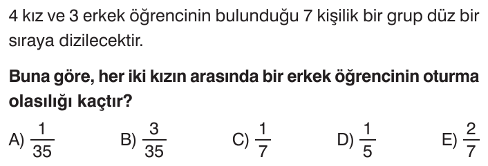 Olasılık, Koşullu ve Deneysel Olasılık sorusu 1