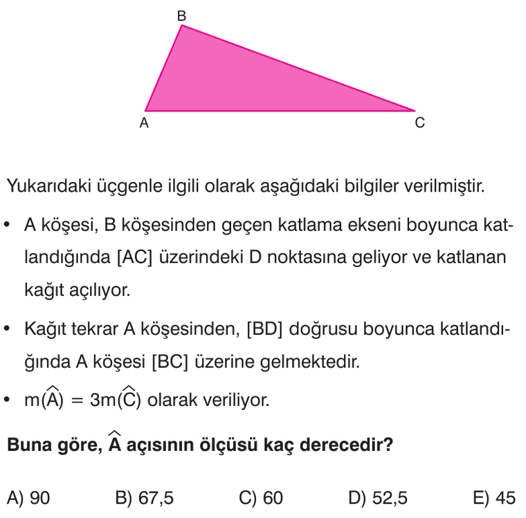 Üçgende Açılar sorusu 3
